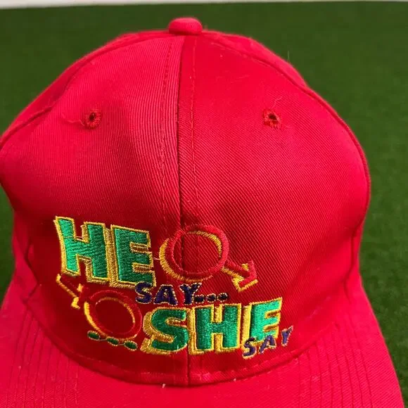 He Say She Say Embroidered Red Snapback Hat - Picture 2 of 7
